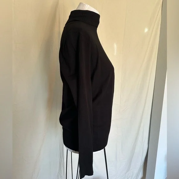 Calvin Klein Black Knit Turtleneck Sweater size large classic like new ribbed - Picture 7 of 13